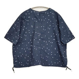 かぐれ 小花ドロストプルオーバー 定価15400円 GAA5-23S023 ワイド ドロップショルダー ブラウス シャツ 25SS ネイビー レディース かぐれ【中古】6-0407S♪