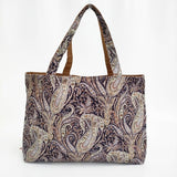 Bonpoint ペイズリーリバティリバーシブルトート 定価35200円 コーデュロイ トートバッグ ネイビー ブラウン レディース ボンポワン【中古】5-1115T♪