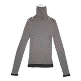 qualite 新品 シームレスタートルニット 定価18700円 ボーダー セーター ニット 24AW ホワイト グレー レディース カリテ【中古】5-1220T∞