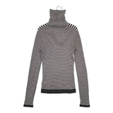 qualite 新品 シームレスタートルニット 定価18700円 ボーダー セーター ニット 24AW ホワイト グレー レディース カリテ【中古】5-1220T∞