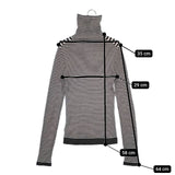 qualite 新品 シームレスタートルニット 定価18700円 ボーダー セーター ニット 24AW ホワイト グレー レディース カリテ【中古】5-1220T∞