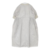 NARU 新品 綿麻タイプライターチェック ハンドベルワンピース 定価17050円 南出メリヤス ワンピース 25SS ホワイト ブルー レディース ナル【中古】6-0415M∞
