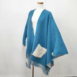 TSUMORI CHISATO ファーポケット ストール ウール ポンチョ ミズイロ レディース ツモリチサト【中古】5-1123T◎