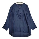 45R/45rpm インドシルクのインディゴブラウス 定価58300円 ブラウス シャツ ネイビー レディース フォーティーファイブアールピーエム【中古】6-0125M∞