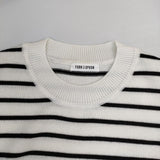 FORK&SPOON ウーステッドヤーンクルーネックニット ボーダー セーター ニット ホワイト ブラック レディース フォークアンドスプーン【中古】5-1220T∞
