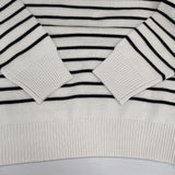 FORK&SPOON ウーステッドヤーンクルーネックニット ボーダー セーター ニット ホワイト ブラック レディース フォークアンドスプーン【中古】5-1220T∞