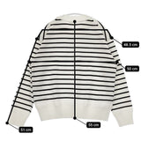 FORK&SPOON ウーステッドヤーンクルーネックニット ボーダー セーター ニット ホワイト ブラック レディース フォークアンドスプーン【中古】5-1220T∞