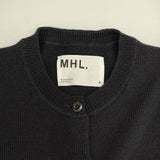 MHL. イタリア製 595-7264500 ウール クルーネック サイズ2 カーディガン ブラック レディース エムエイチエル【中古】5-1214T∞