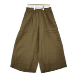 Vlas Blomme Washed Light Linen 裏付きギャザーパンツ 定価37400円 13527063 リネン パンツ カーキ レディース ヴラスブラム【中古】6-0415M∞