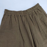 Vlas Blomme Washed Light Linen 裏付きギャザーパンツ 定価37400円 13527063 リネン パンツ カーキ レディース ヴラスブラム【中古】6-0415M∞
