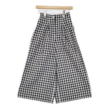 liflattie ships ワイドパンツ 333-12-0063 ポリエステルコットン チェック パンツ ブラック ホワイト レディース リフラティ シップス【中古】6-0411M∞