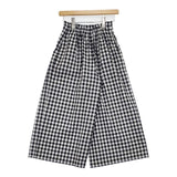 liflattie ships ワイドパンツ 333-12-0063 ポリエステルコットン チェック パンツ ブラック ホワイト レディース リフラティ シップス【中古】6-0411M∞