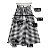 liflattie ships ワイドパンツ 333-12-0063 ポリエステルコットン チェック パンツ ブラック ホワイト レディース リフラティ シップス【中古】6-0411M∞