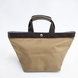 Herve Chapelier 707C コーデュラ舟型トートM 定価38280円 純正レザーハンドルカバー1個付き シャモワ×モカ トートバッグ ブラウン レディース エルベ・シャプリエ【中古】5-1128G◎