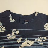 45R/45rpm ボーダーフラワープリントのブラウス インディゴ 定価61600円 ブラウス シャツ ネイビー レディース フォーティーファイブアールピーエム【中古】6-0129M∞