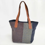 45R/45rpm レザーハンドル インディゴ ウール ショルダーバッグ トートバッグ マルチカラー レディース フォーティーファイブアールピーエム【中古】6-0204T∞