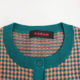 CABaN コットンカシミヤギンガムチェックカーディガン 定価42900円 39-02-11-02001 オレンジ グリーン レディース キャバン【中古】5-1118T♪