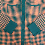 CABaN コットンカシミヤギンガムチェックカーディガン 定価42900円 39-02-11-02001 オレンジ グリーン レディース キャバン【中古】5-1118T♪