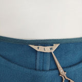 fog linen work リトアニア製 五分袖 フレアスリーブ ウールニット ワンピース ブルー レディース フォグリネンワーク【中古】5-1214T∞