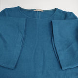 fog linen work リトアニア製 五分袖 フレアスリーブ ウールニット ワンピース ブルー レディース フォグリネンワーク【中古】5-1214T∞