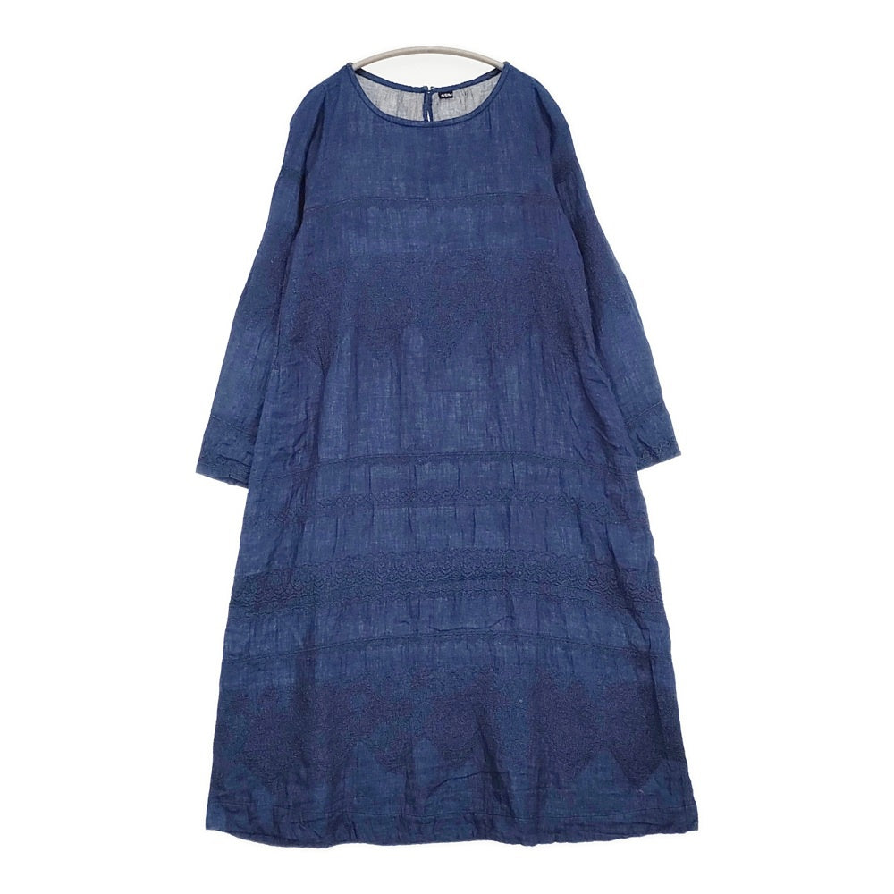 45R/45rpm 二重織のレース刺繍ドレス（インディゴ） 定価86900円