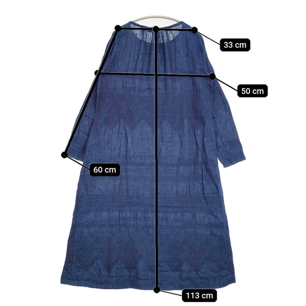 45R/45rpm 二重織のレース刺繍ドレス（インディゴ） 定価86900円
