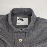 MHL. SEERSUCKER COTTON WOOL ストライプ 595-8253512 シアサッカー 長袖シャツ ブルー レディース エムエイチエル【中古】6-0218M∞