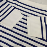 LENO 新品 BASQUE DRESS 定価28600円 L2102-CS001 ボーダーバスク ワンピース ホワイト ブルー レディース リノ【中古】6-0223M∞