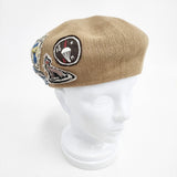 CA4LA ワッペン付き 帽子 ベレー帽 ベージュ レディース カシラ【中古】5-1202T◎