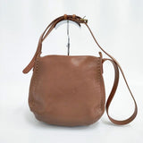 HENRY CUIR 革 レザー 型押し フラップ ショルダーバッグ ブラウン レディース アンリークイール【中古】6-0201G∞