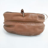 HENRY CUIR 革 レザー 型押し フラップ ショルダーバッグ ブラウン レディース アンリークイール【中古】6-0201G∞