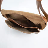 HENRY CUIR 革 レザー 型押し フラップ ショルダーバッグ ブラウン レディース アンリークイール【中古】6-0201G∞