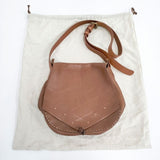 HENRY CUIR 革 レザー 型押し フラップ ショルダーバッグ ブラウン レディース アンリークイール【中古】6-0201G∞