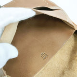 HENRY CUIR 革 レザー 型押し フラップ ショルダーバッグ ブラウン レディース アンリークイール【中古】6-0201G∞