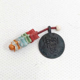 HENRY CUIR 革レザーピーズ ステッチ ネックレス レッド 赤茶 レディース アンリークイール【中古】5-1128G◎