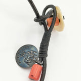 HENRY CUIR 革 レザー ビーズ シェル ネックレス ブラック レディース アンリークイール【中古】6-0110G∞