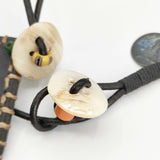 HENRY CUIR 革 レザー ビーズ シェル ネックレス ブラック レディース アンリークイール【中古】6-0110G∞