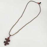 HENRY CUIR 革 レザー ピーズ パズル ネックレス ゴールド ブラウン レディース アンリークイール【中古】6-0110G∞