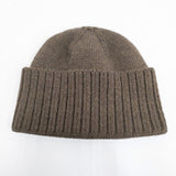 HARROW TOWN STORES プレーンリブキャップ イタリア製 ウール混 ニット帽 帽子 ニットキャップ ブラウン レディース ハロウタウンストアズ【中古】5-1202T◎