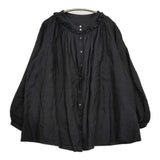 nest Robe 01203-1570 フリル リネン ブラウス シャツ ブラック レディース ネストローブ【中古】6-0216M∞
