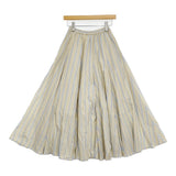 Pale Jute ペールジュート バイラオーラスカート PJ2020-02 コットンリネン ストライプ ロングスカート ベージュ ライトブルー レディース【中古】5-1128M♪