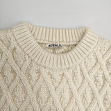 AURALEE HARDTWIST アランニット 09AP03FM サイズ0 クルーネック ケーブル セーター ニット キナリ レディース オーラリー【中古】5-1128T♪