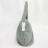 l'atelier du savon C/2way でか バッグ チェック ショルダーバッグ グリーン ホワイト レディース アトリエドゥサボン【中古】6-0201G∞