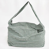 l'atelier du savon C/2way でか バッグ チェック ショルダーバッグ グリーン ホワイト レディース アトリエドゥサボン【中古】6-0201G∞