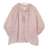 nest Robe 新品 リネンフリルVネックブラウス 01233-1404 ブラウス シャツ ピンク レディース ネストローブ【中古】6-0408M∞