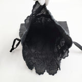 R&D.M.Co- 新品 リネンフラワースカラップドローストリングバッグ 巾着 定価14300円 巾着バッグ ブラック レディース オールドマンズテーラー【中古】5-1128G◎