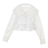 BEAMS 新品 ケミカルレースフリルブラウス 定価20680円 ブラウス シャツ オフホワイト レディース ビームス【中古】6-0411M∞
