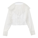 BEAMS 新品 ケミカルレースフリルブラウス 定価20680円 ブラウス シャツ オフホワイト レディース ビームス【中古】6-0411M∞
