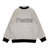Peate ピート 未使用品 LOGO KNIT PMW-23AW-K01 クルーネック ロゴ コットン ニット ライトグレー メンズ【中古】5-1118T♪