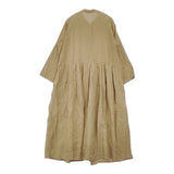 nest Robe リネンYネックドレス 製品染め ワンピース ベージュ レディース ネストローブ【中古】6-0411M∞